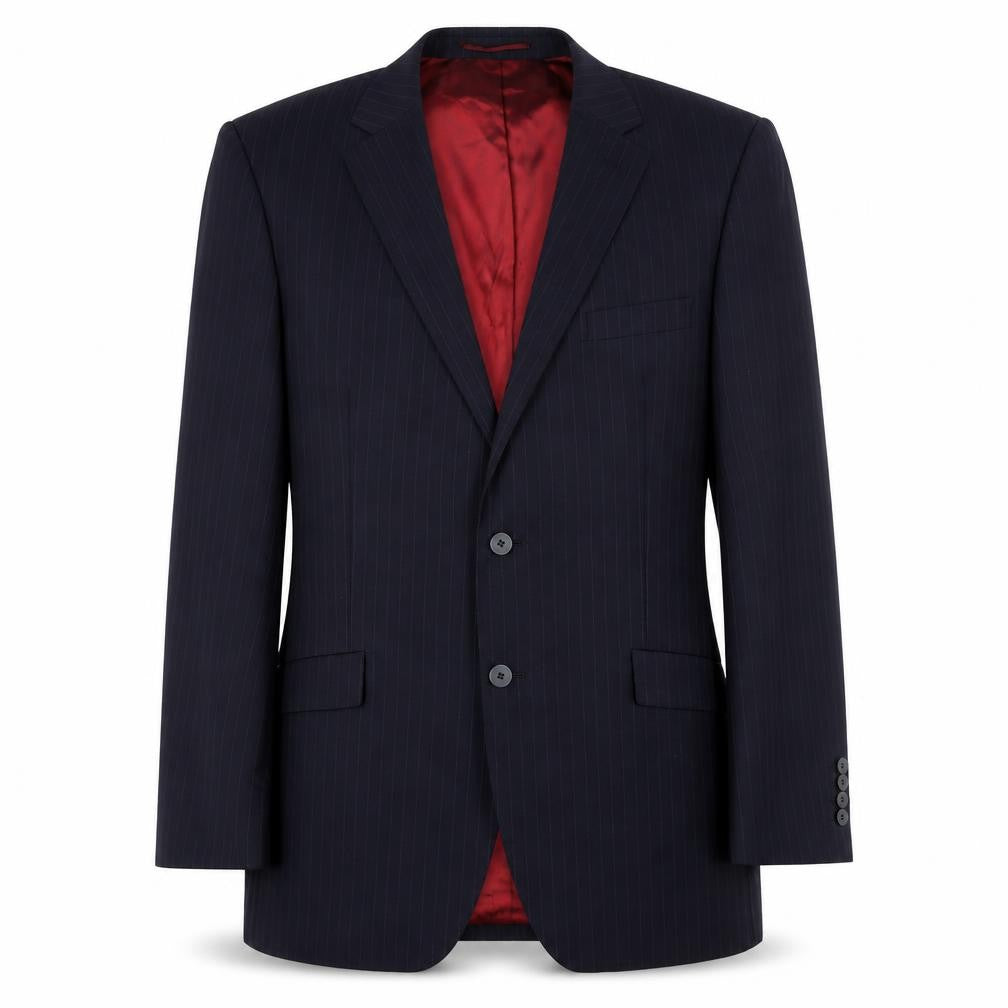 Front view of Pierre Cardin Men's Blue Blazer, Striped, Formal 42 Long