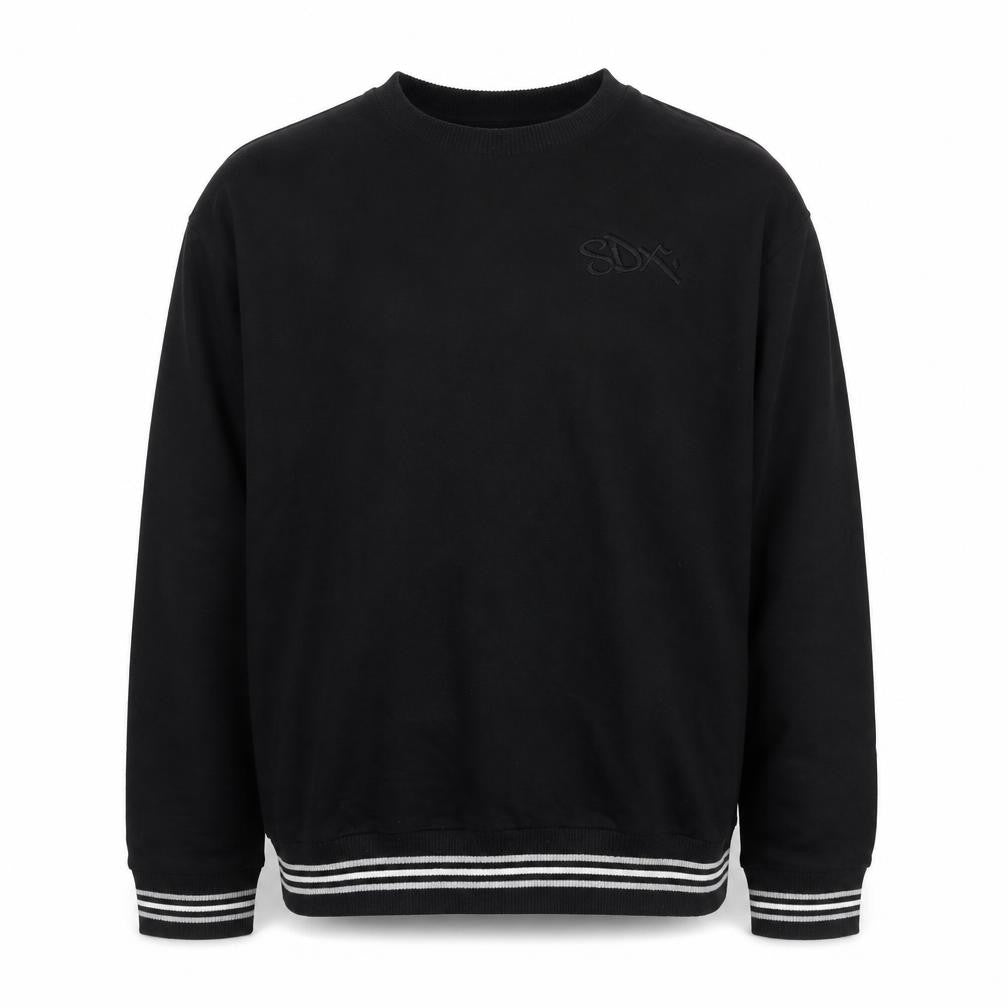 Front view of SDX Men's Black Embroidered Sweatshirt M