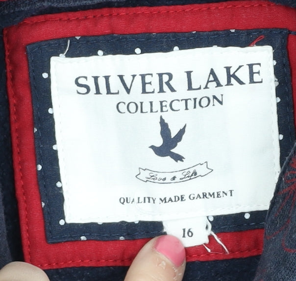 Silver Lake Women's Blue Floral Full Zip Hoodie Size 16