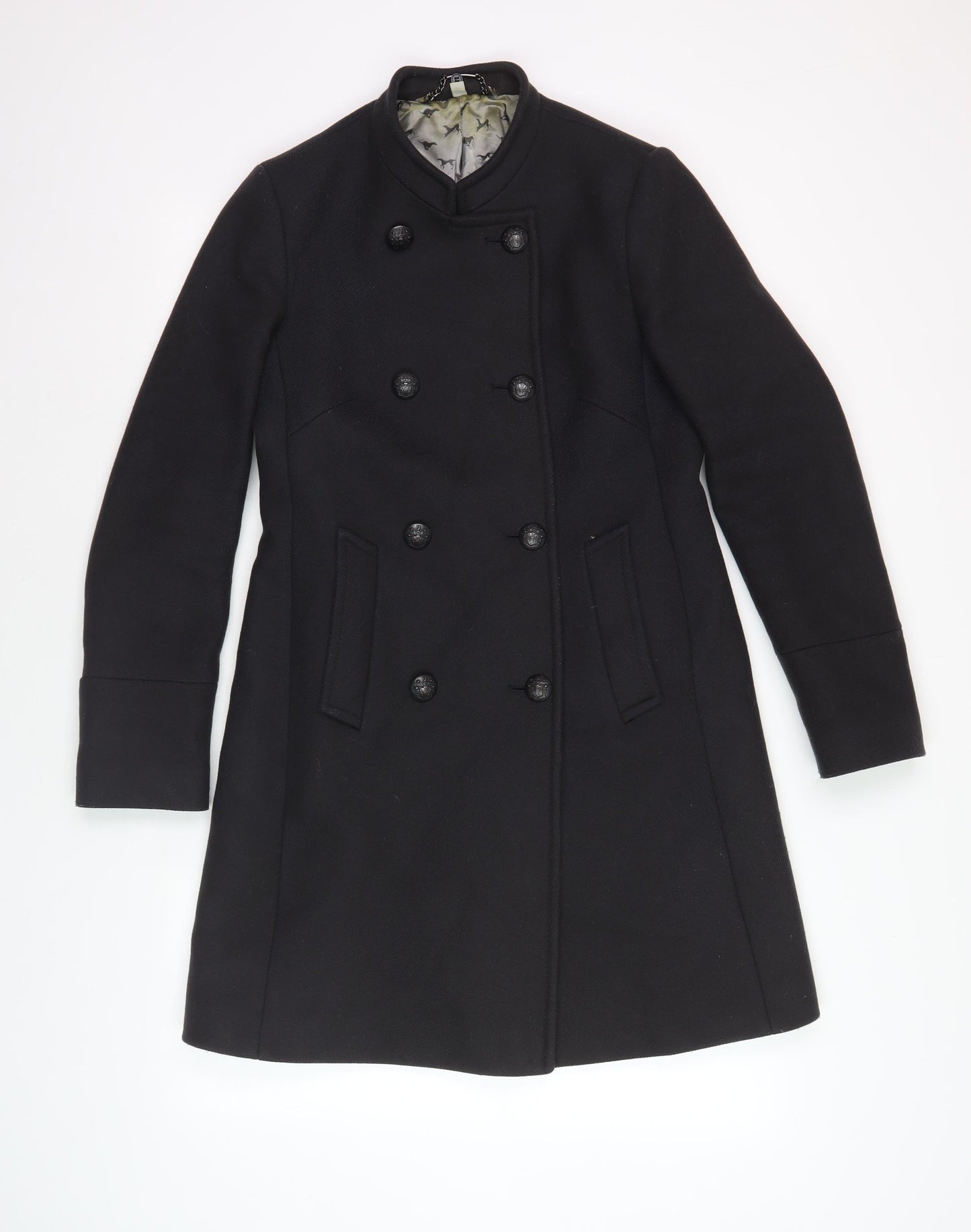 Jigsaw Women's Black Wool Military Coat Size 8