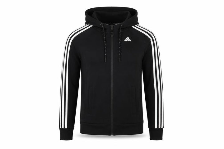 Front view of Adidas Men's Black XS Track Jacket With Hooded Style