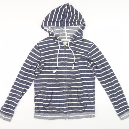 Fat Face Women's Blue Striped Hooded Jacket Size 8 Casual