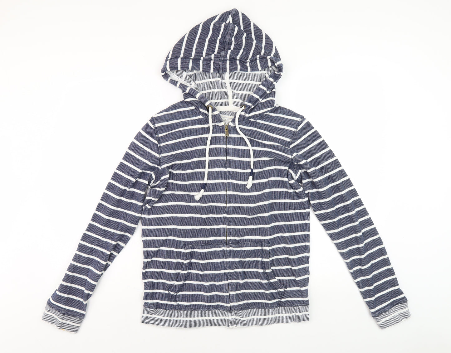 Fat Face Women's Blue Striped Hooded Jacket Size 8 Casual
