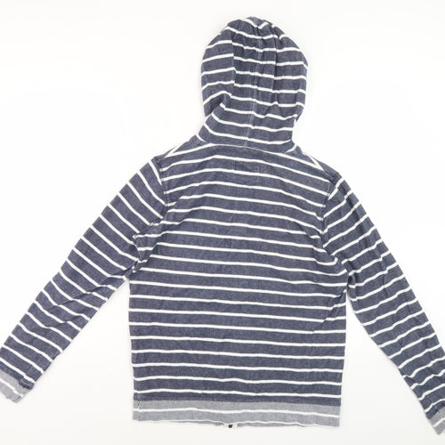 Fat Face Women's Blue Striped Hooded Jacket Size 8 Casual