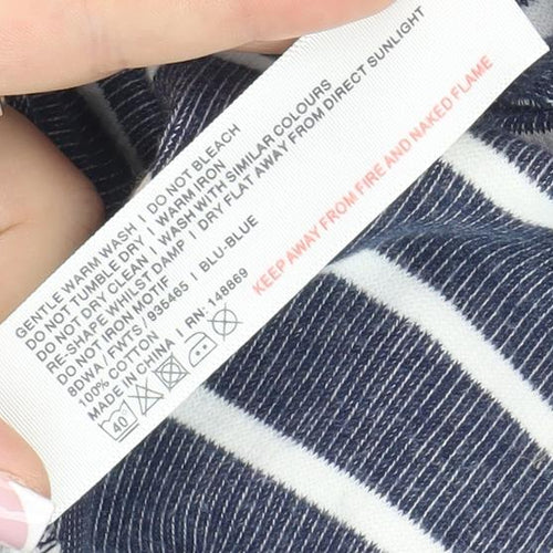Fat Face Women's Blue Striped Hooded Jacket Size 8 Casual