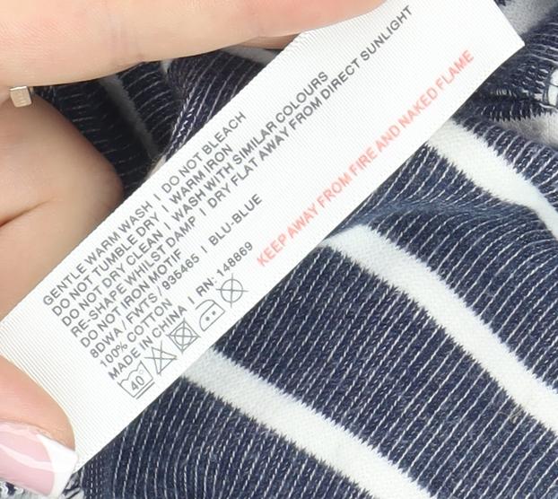 Fat Face Women's Blue Striped Hooded Jacket Size 8 Casual