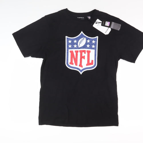 Pull & Bear Men's Black NFL Logo T-Shirt, Size M