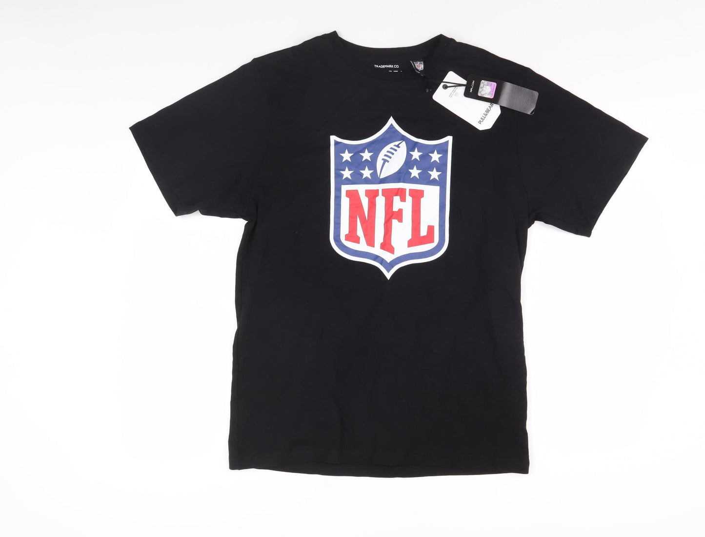 Pull & Bear Men's Black NFL Logo T-Shirt, Size M