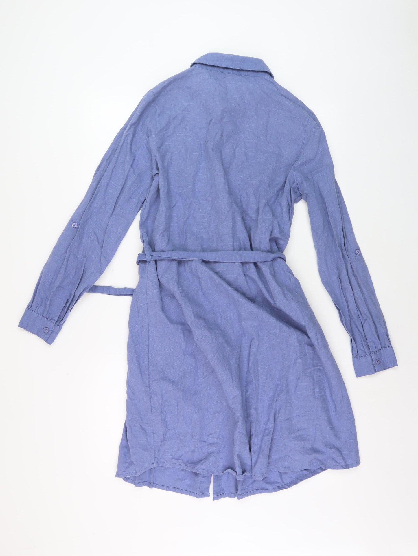 Lipsy Women's Blue Cotton Linen Shirt Dress - UK 12
