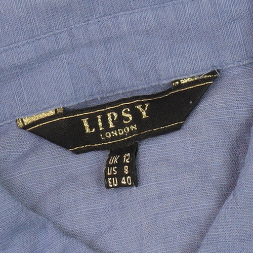 Lipsy Women's Blue Cotton Linen Shirt Dress - UK 12