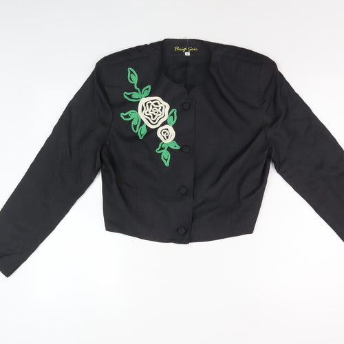 Parigi Soir Women's Black Embroidered Blouse Size 8