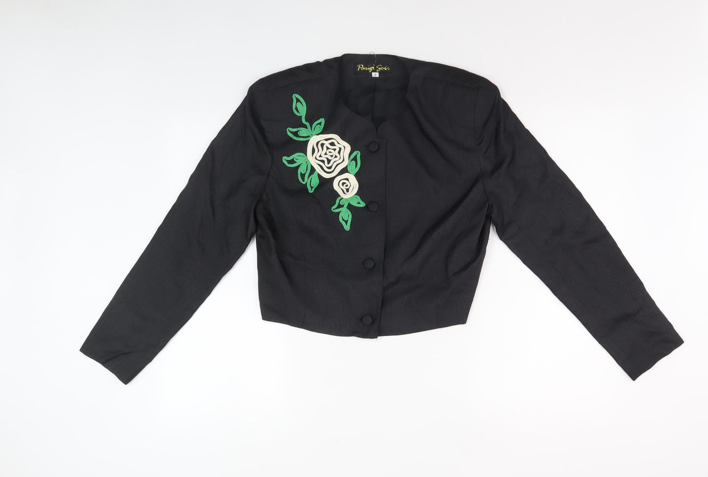 Parigi Soir Women's Black Embroidered Blouse Size 8