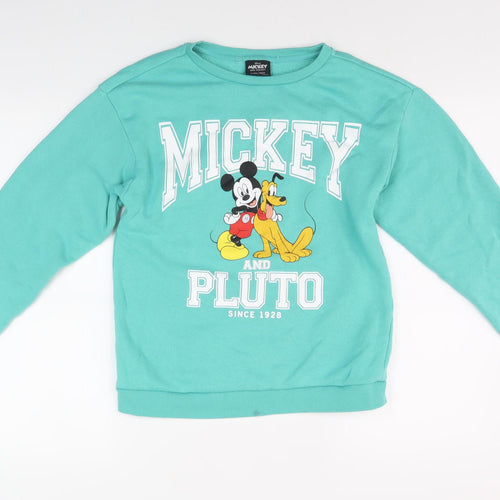 Disney Girls Blue Sweatshirt 12-13 Years Mickey & Pluto Pullover