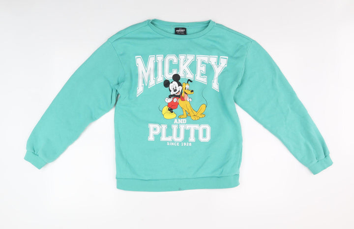 Disney Girls Blue Sweatshirt 12-13 Years Mickey & Pluto Pullover