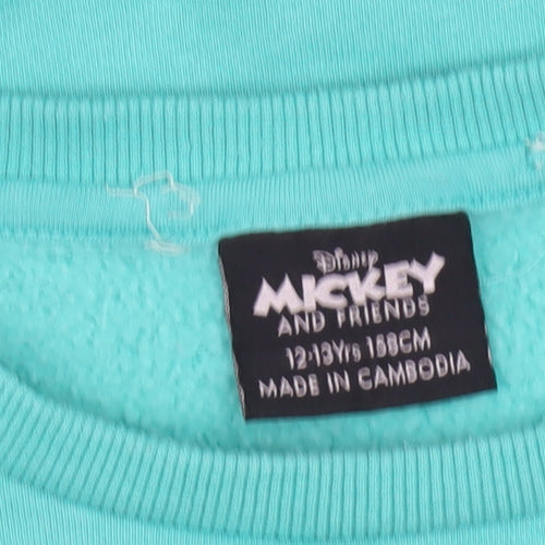 Disney Girls Blue Sweatshirt 12-13 Years Mickey & Pluto Pullover