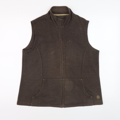 Dash Women's Brown Sleeveless Zip Waistcoat Size 16