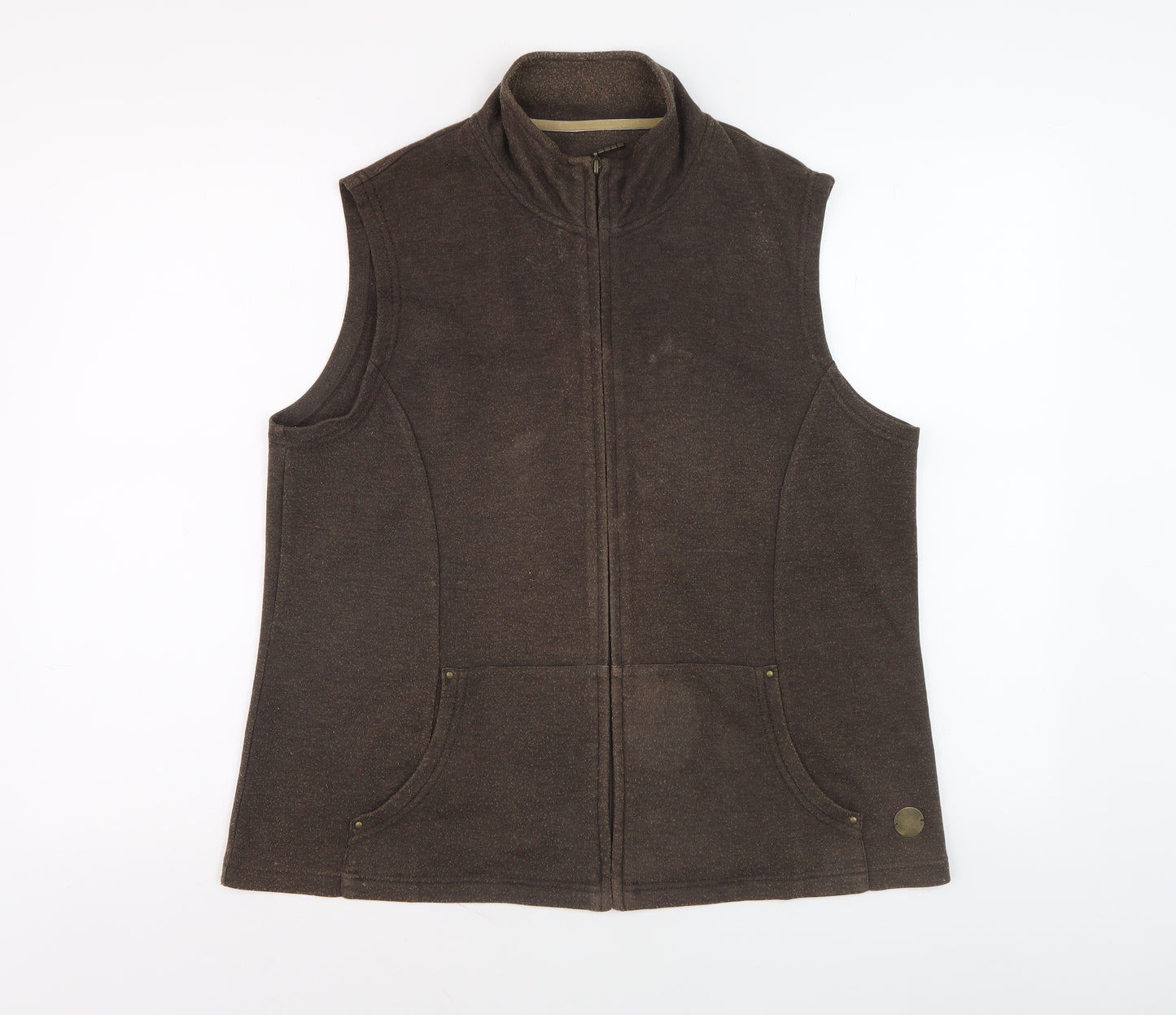 Dash Women's Brown Sleeveless Zip Waistcoat Size 16
