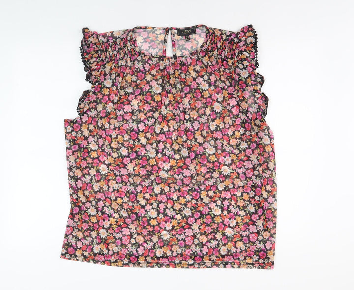 Lipsy Women's Multicoloured Floral Tunic Blouse Size 14