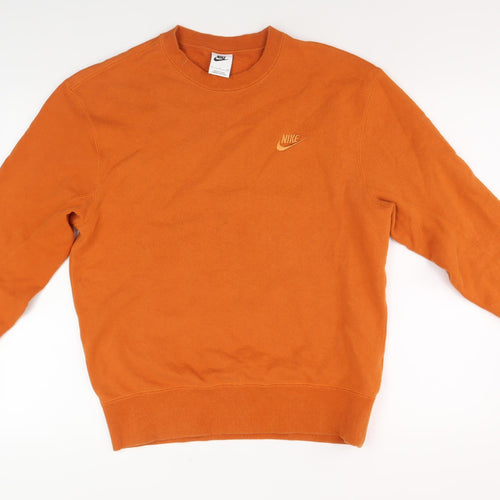 Nike Men's Orange Logo Sweatshirt, Size S, Crew Neck