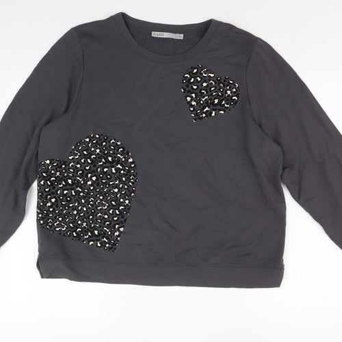 Oasis Women's Grey Pullover Sweatshirt L Embroidered