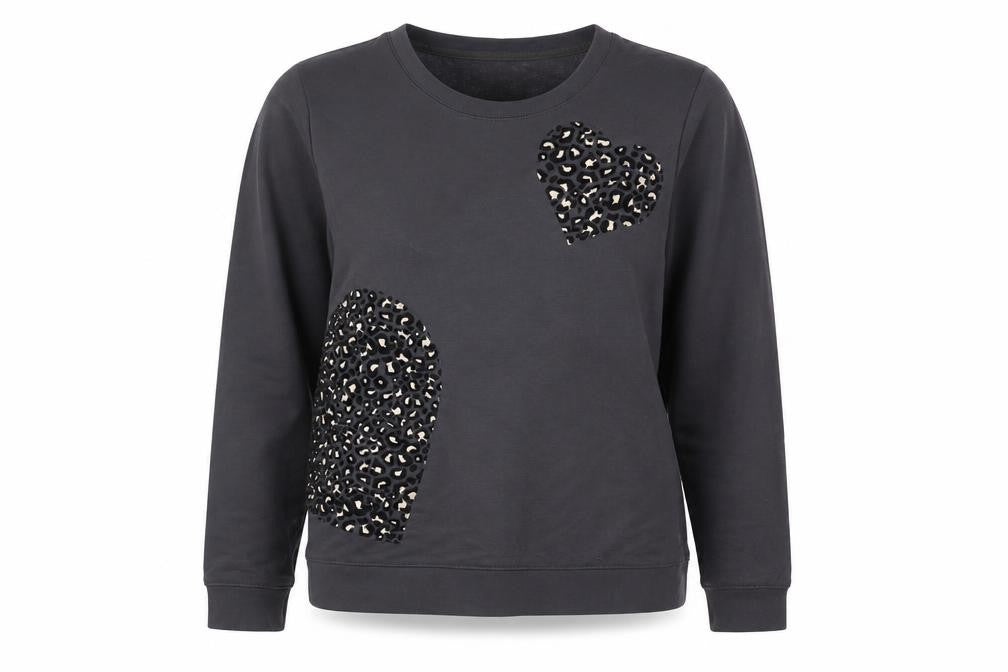 Oasis Women's Grey Pullover Sweatshirt L Embroidered
