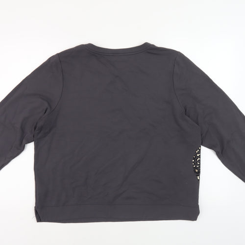 Oasis Women's Grey Pullover Sweatshirt L Embroidered