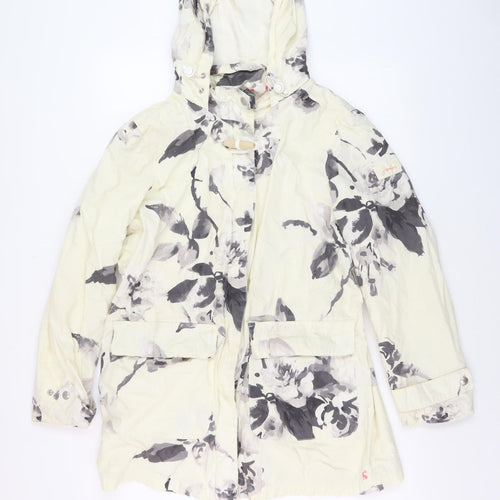 Joules Women's Ivory Floral Rain Coat Size 12