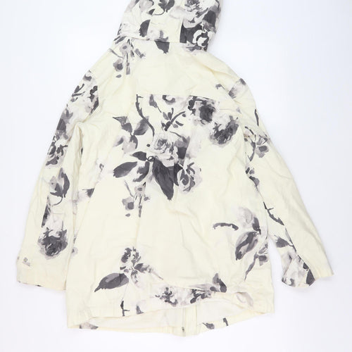 Joules Women's Ivory Floral Rain Coat Size 12