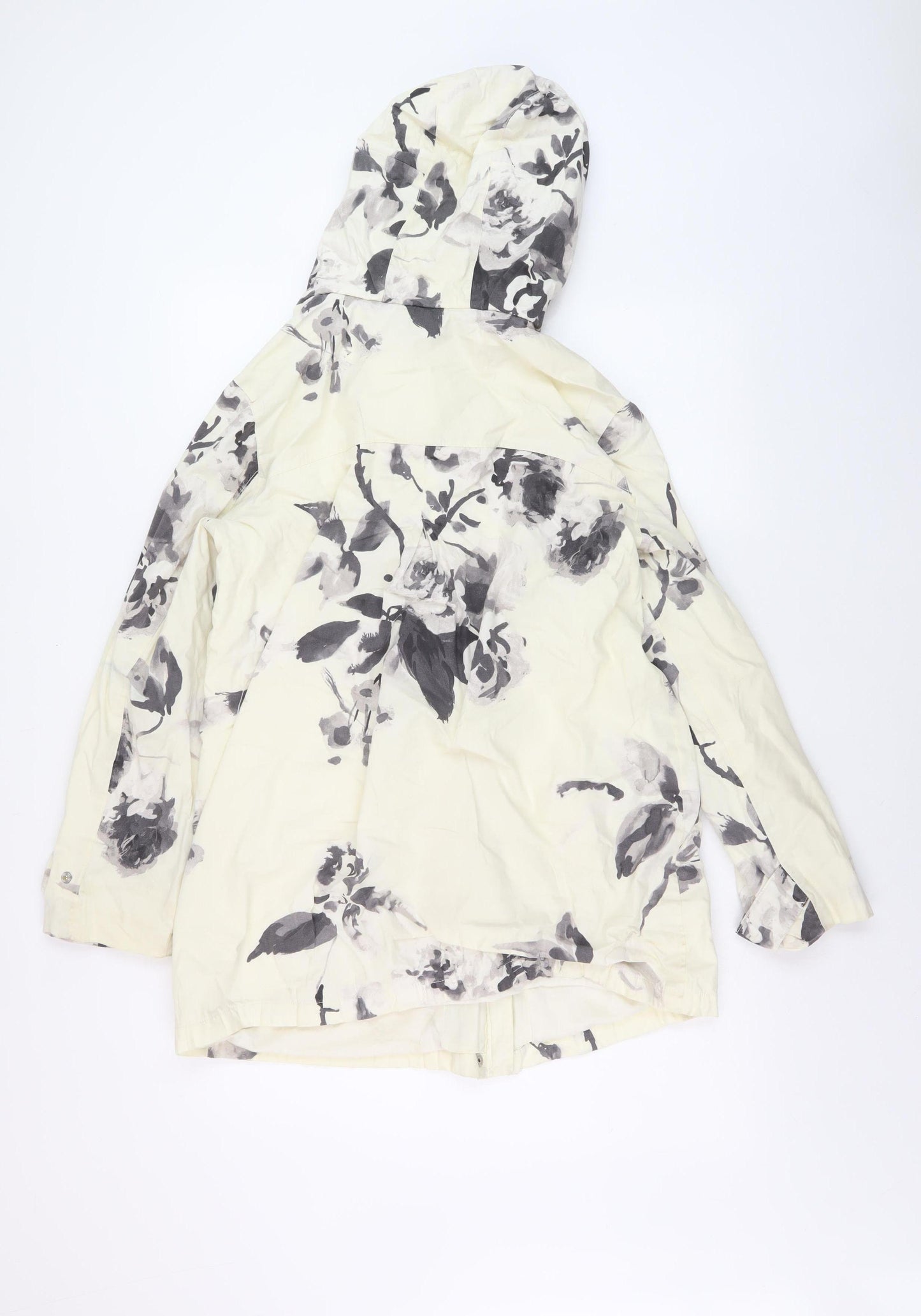 Joules Women's Ivory Floral Rain Coat Size 12