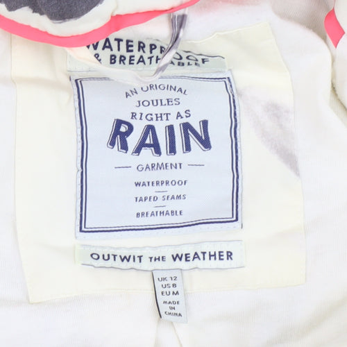 Joules Women's Ivory Floral Rain Coat Size 12