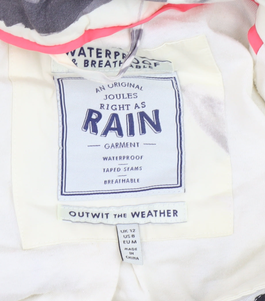 Joules Women's Ivory Floral Rain Coat Size 12