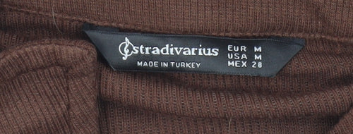 Stradivarius Women Brown Collared Button Dress M