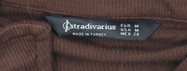 Stradivarius Women Brown Collared Button Dress M