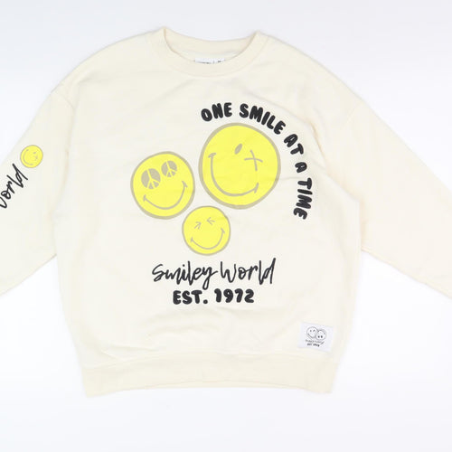 Smiley World Unisex Ivory Pullover Sweatshirt XS