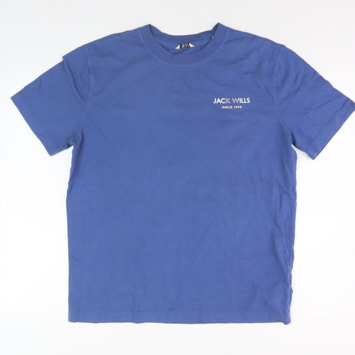Jack Wills Men's Blue T-Shirt, Size UK10, Solid Colour