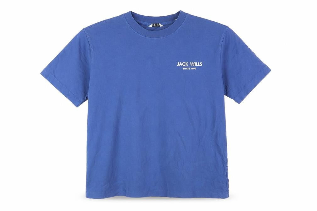 Front view of Jack Wills women’s blue t-shirt, size uk10, solid colour