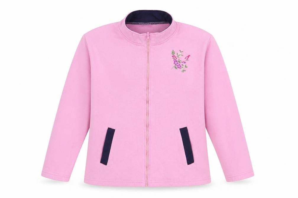 Front view of Anne De Lancay Pink Embroidered Women's Jacket, size 22/24