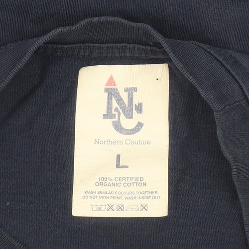 Northern Couture Men's Blue Crew Neck T-Shirt L