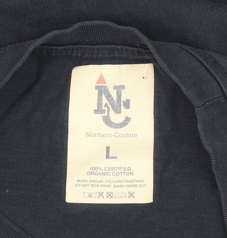 Northern Couture Men's Blue Crew Neck T-Shirt L