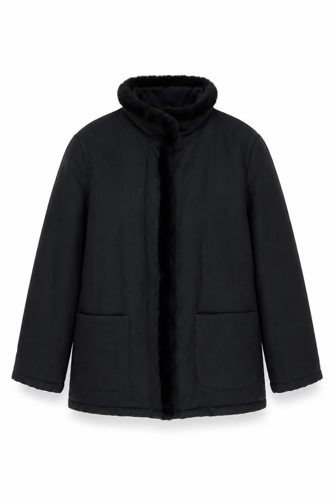 Front view of Bonmarché Women's Black Coat, size M, Classic Style