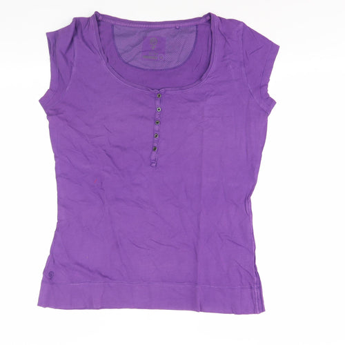 Fat Face Women's Purple Henley Top with Button Detail
