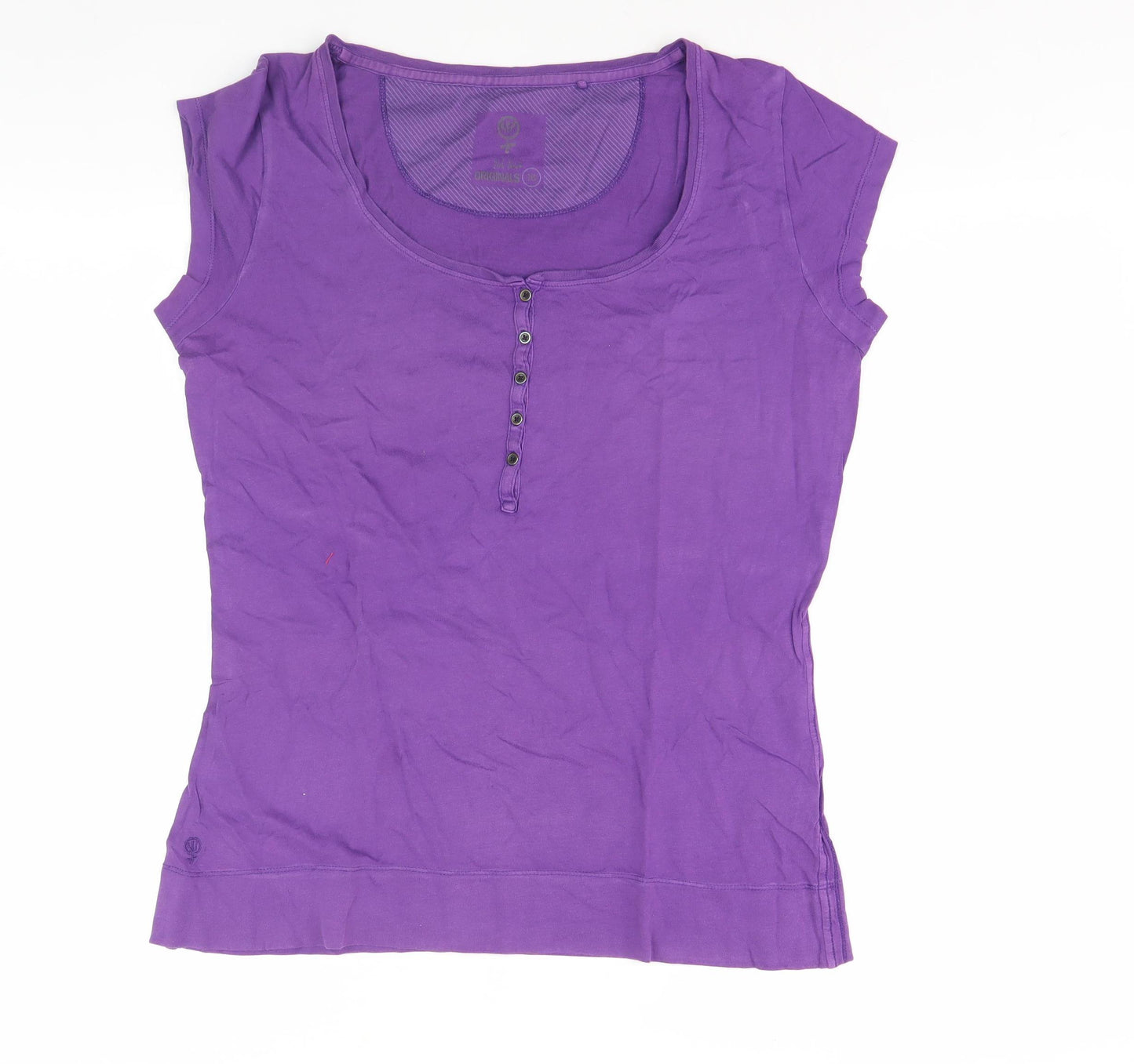 Fat Face Women's Purple Henley Top with Button Detail
