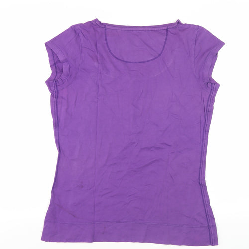 Fat Face Women's Purple Henley Top with Button Detail