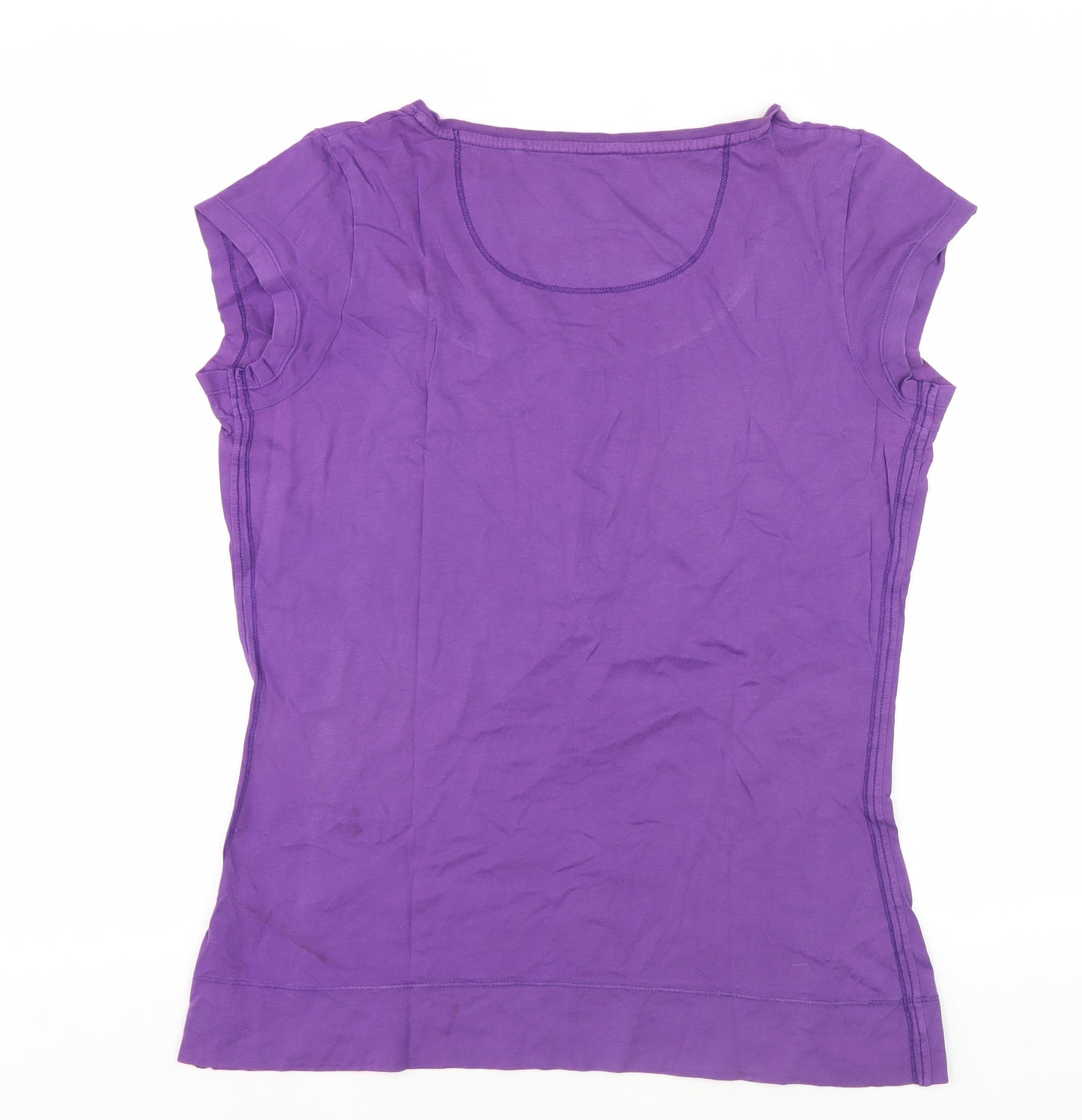 Fat Face Women's Purple Henley Top with Button Detail