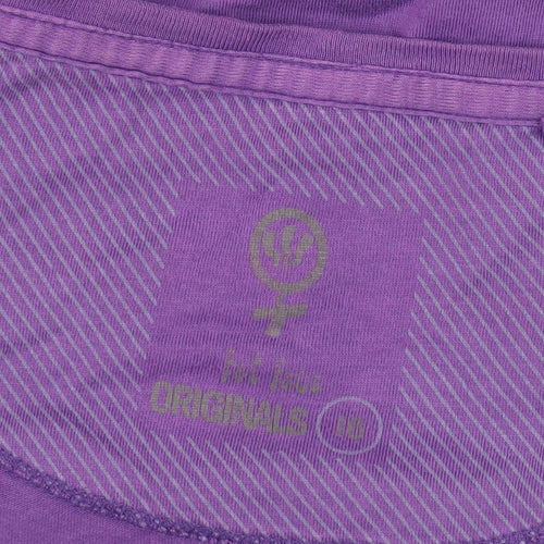 Fat Face Women's Purple Henley Top with Button Detail