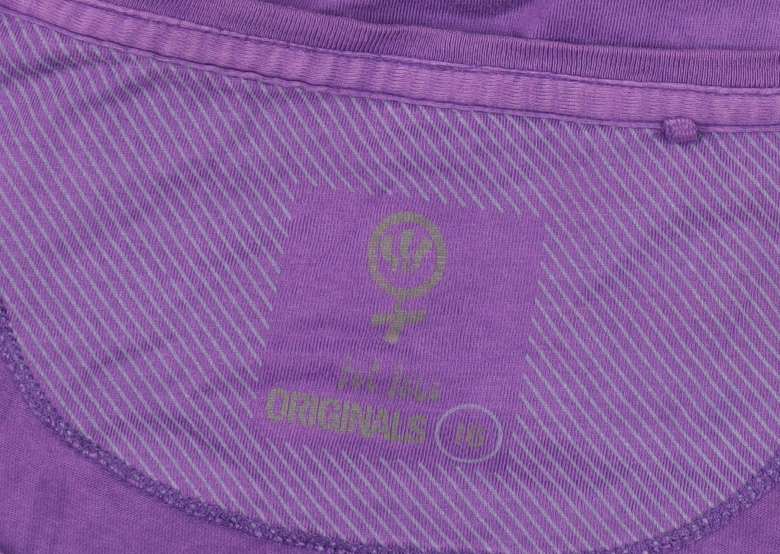 Fat Face Women's Purple Henley Top with Button Detail