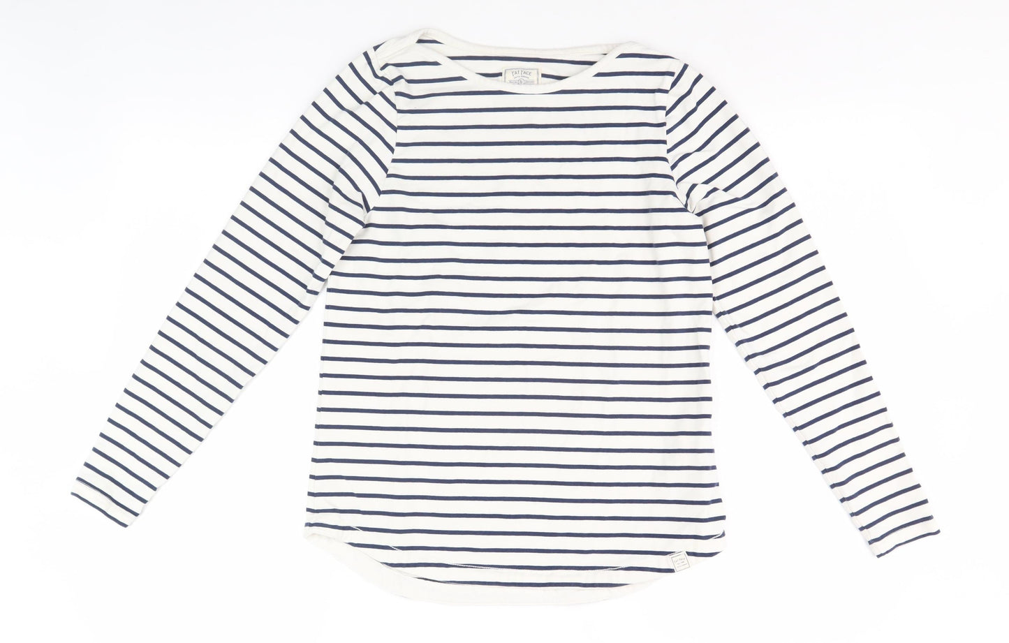 Fat Face Women's White Striped T-Shirt, Size 10, Breathable