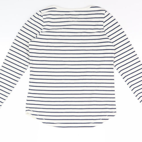 Fat Face Women's White Striped T-Shirt, Size 10, Breathable