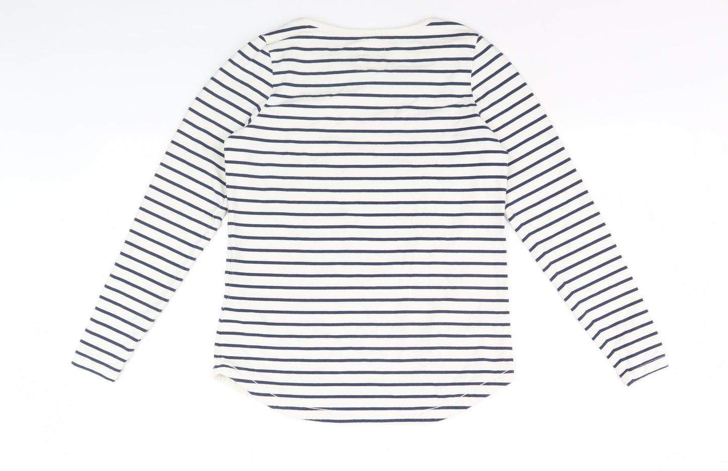 Fat Face Women's White Striped T-Shirt, Size 10, Breathable