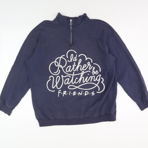 F.R.I.E.N.D.S Blue Unisex Sweatshirt, Size L, 1/4 Zip